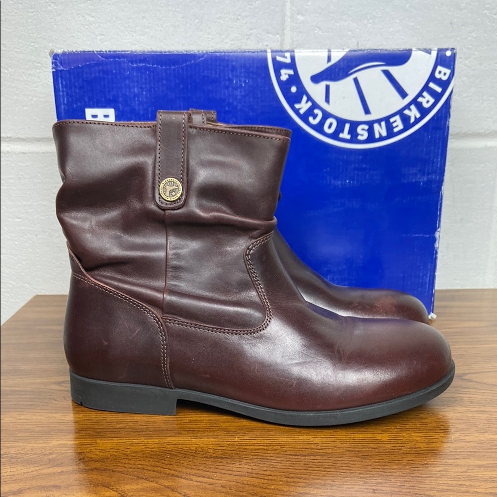 Birkenstock Sarnia Espresso Slouch Ankle Boots Leather Finish EU37/W6 Narrow NIB